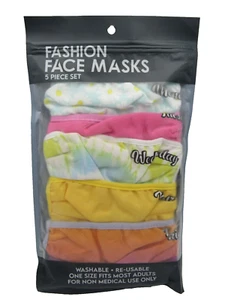 Fashion Face Masks 5 Piece Set Weekdays Washable Reusable - NEW - Picture 1 of 3