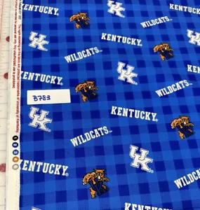 Univ Kentucky Wildcats Blue Plaid Cotton Quilt Fabric Half Yard - Picture 1 of 1