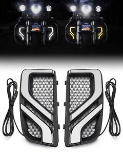 LED Fairing Lower Grills Turn Signal Running Light For Electra Touring 2014-2023