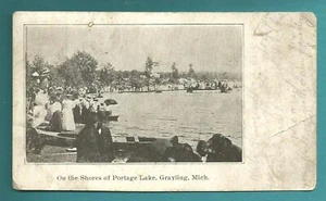 1907 Portage Lake Grayling Michigan Postcard 1 Cent Stamp Undivided Back - Picture 1 of 2