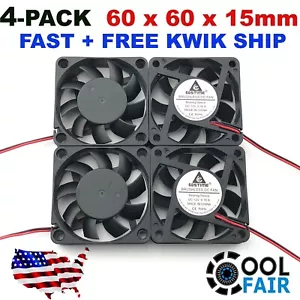 High Speed 12v 60mm 6015 60X15mm DC 2Pin Brushless Cooling Fan Exhaust IDE 4Pcs - Picture 1 of 6