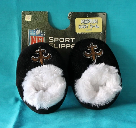 New Orleans Saints NFL Baby Infant Slippers Booties Fur Lining 3-6 months Cover