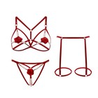 Flirtatious rose beaded three-point seduction passion lingerie set plus size