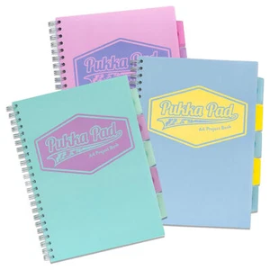 3x Pukka Pad Pastel A4 Wirebound Project Books Ruled 80gsm (8630-PST) 3 Colours - Picture 1 of 1