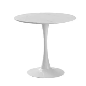 AINPECCA 1x Tulip Round table Dining Table Faux Marble White Metal Legs Cafe AU - Picture 1 of 9