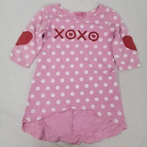 Haven Girl HavenGirl Girl's Pink White Shirt Top XOXO Red Heart Applique Sz. 6 - Picture 1 of 5