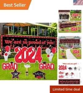 Large Graduation Decorations Class of 2024 Yard Sign - 8Pcs Glitter Congrats ... - Picture 1 of 9