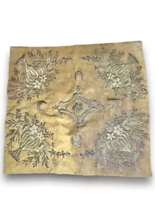 Rare Antique 19th Century Embroidered tissue Ottoman Traditional Silver Strings - Picture 1 of 6