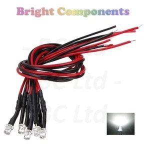 10 x Pre-Wired White LED 3mm Flat Top : 9V ~ 12V : UK Seller - Picture 1 of 1