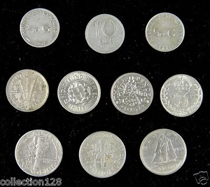 10 Pieces Small Silver Coins 1925-1966 - Picture 1 of 2