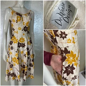 Vintage Ladies 1970's DE WEESE DESIGN Brown Floral Swim Dress Cotton Floral Boho - Picture 1 of 17