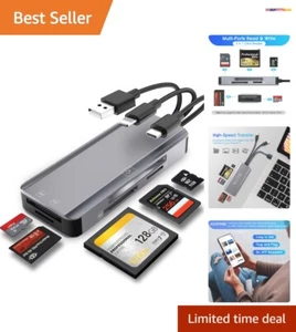 5-in-1 Aluminum Multi Memory Card Reader for iPhone, iPad, USB C & A Devices - Picture 1 of 8