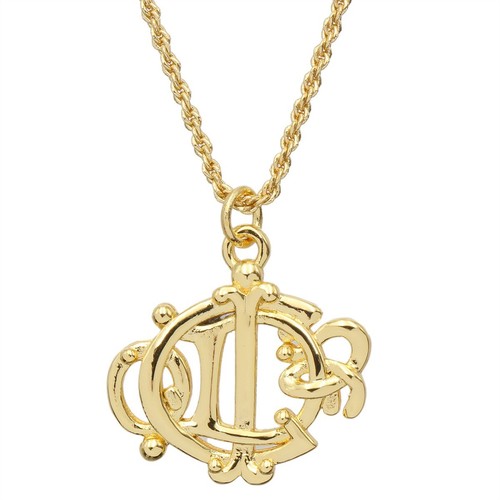 Collana con ciondolo Christian Dior logo CD tono oro ottima G2814