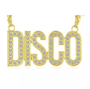Gold Disco Halskette Punk Groß Gangster Schimmernder Rapper Kostüm - Bild 1 von 5