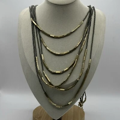 Collar de 6 hilos de bronce antiguo gris y metálico Premier Designs Foto 1 de 4