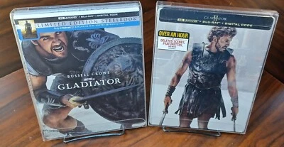 Gladiator 1 + 2 Steelbooks (4K/Blu-ray) w/PROTECTIVE SLEEVES - NEW-Free Box S&H! - Image 1 of 4