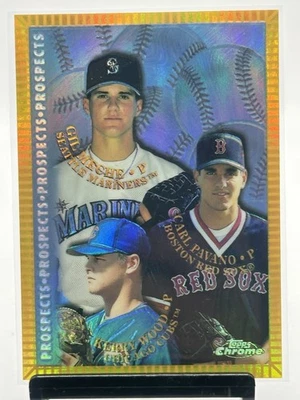 1998 Topps Chrome Refractor #256 Kerry Wood Gil Meche Carl Pavano Prospects - Image 1 of 2