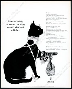 Rolex Uhr Black Cat mit Perlen Jewels Art Vintage Print Ad von 1959 - Bild 1 von 7