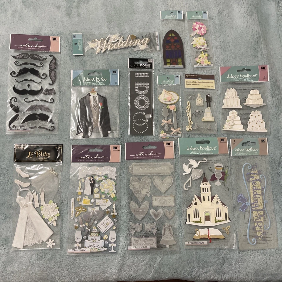 Lote de 14 pegatinas para álbumes de recortes con tema de boda todas nuevas en paquetes ver fotos Foto 1 de 4