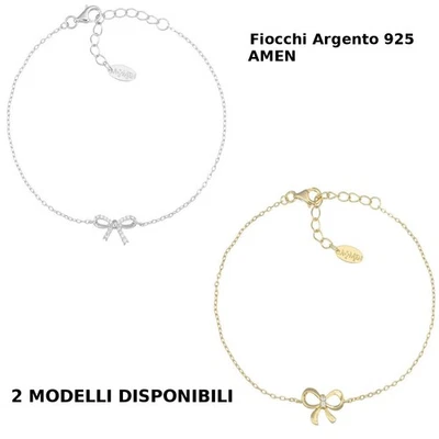 Bracciale Donna Amen Argento 925 Rodiato Fiocco con Zirconi Raffinato - Immagine 1 di 2