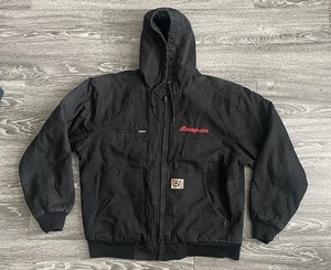 Snap On Tools schwarz Kapuze schwer gesteppt isoliert Reißverschluss Mantel Herren - XL - Bild 1 von 6