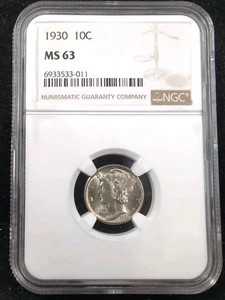 Moneda de diez centavos Mercury 1930 10C NGC MS 63 #5485 - Imagen 1 de 2