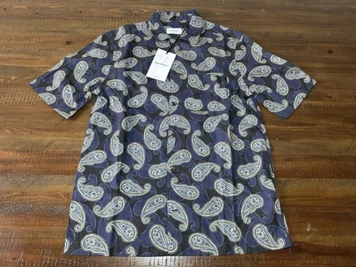 Camisa Para Hombre Salvatore Ferragamo Abotonada Estampado Paisley Talla Pequeña Diseñador Foto 1 de 4