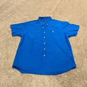 Ralph Lauren Shirt Mens XL TG Deep Blue Classic Vtg Short Sleeve Neon Pony - Picture 1 of 6