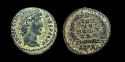 Ancient Roman Empire Coin CONSTANTIUS II Wreath VOT XX MVLT XXX  - Image 1 of 3