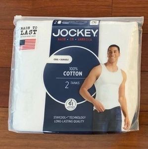 2 Pack Jockey Men's 100% Cotton Tanks Made in America Size 2XL New - Picture 1 of 5
