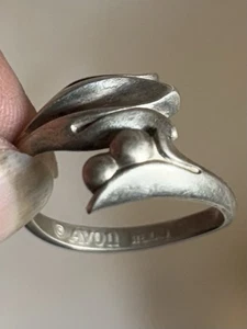 Vintage Sterling Silver Floral Tulip Wrap Ring by Avon ~ Size 9.5 - Picture 1 of 5