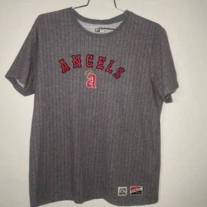 Cali Los Angeles Angels MLB New Era Striped Gray Shirt Cooperstown Collection XL - Picture 1 of 6