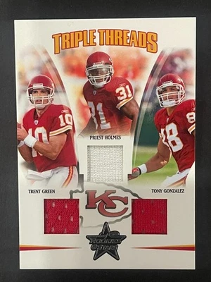 2005 Leaf Rookies & Stars Triple Threads Gonzalez Holmes Green #TT-11 /150 - Image 1 of 2