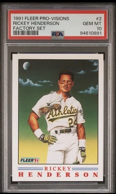 Juego de fábrica Fleer Pro-Vision 1991 #2 Rickey Henderson Hof PSA 10 Foto 1 de 2