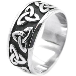 9mm Width Vintage Viking Wedding Ring Titanium Men Women Celtic Knot Pinky Ring - Picture 1 of 2