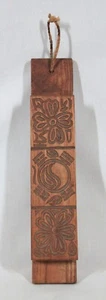 VINTAGE HANDCARVED 12" WOOD SLAB KOREAN RICE CAKE STAMP BUTTER COOKIE MOLD PRESS - Picture 1 of 6