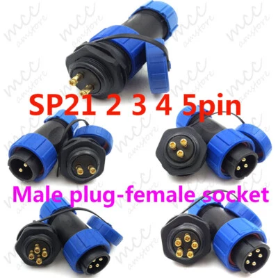 SP21 2-5 Pin Waterproof Aviation Cable Solder Crimp Connector,Bulkhead Connector - Image 1 of 4