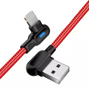 90 Degree Angle USB Fast Charging Cable Quick Charger Power Cord For iPhone iPad - Picture 1 of 11