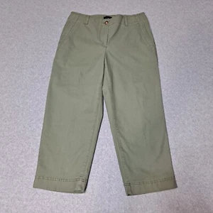 Talbots Capri Pants Woman 8 Petite Green Ankle Relaxed Fit Office Light Academia - Picture 1 of 8