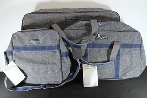 Vintage 1998 Pierre Cardin by Henry Rosenfeld Tweed Luggage 3 Pc Set Navy Blue - Picture 1 of 16