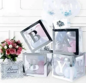 BABY Balloon Iridescent Boxes Baby Shower Decoration - Picture 1 of 7
