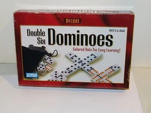 Parker Brothers Deluxe Double Six 28 Pc Color Dot Dominoes New W / Starter Piece - Picture 1 of 2