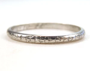 Antique Art Deco 1920's Wedding Band Platinum Ring Size 6 UK-L1/2 1.55MM Wide - Picture 1 of 11