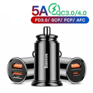 Baseus 30W Auto Ladegerät QC PPS Schnell Laden KFZ Dual USB Type C Ladeadapter - Zdjęcie 1 z 17