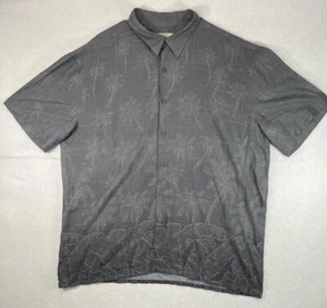 ISLAND SHORES Men's Button Up Shirt SS Gray w/palm tree prints. Size XL - Picture 1 of 11