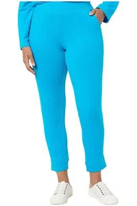 Sport Savvy French Terry Straight Leg Ankle Pant Tropical Blue - Picture 1 of 1