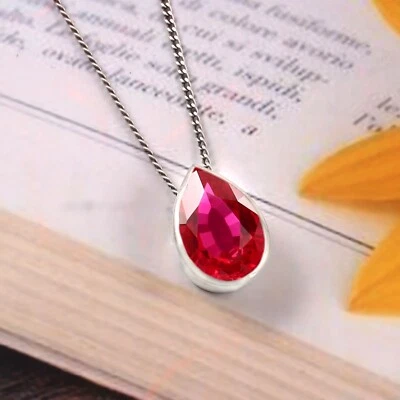 Naturale Mozambico Rubino 925 Pendente Argento Anniversario Fidanzamento Regali - Immagine 1 di 4