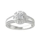 14k White Gold 0.75ct Lab Grown Diamond Halo Engagement Ring For Women Sz 7