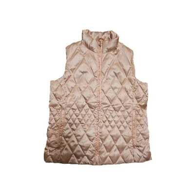  LANDS END WOMENS DOWN VEST BALLET PINK SATIN DIAMOND QUILT SIZE PM - Image 1 of 3
