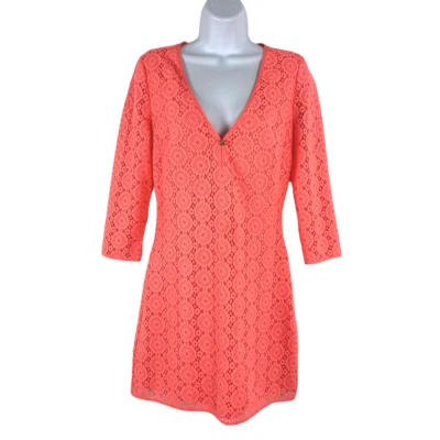 Lilly Pulitzer Lamora Dress Small Pucker Pink Breakers Lace Polyester DR-581 - Image 1 of 4